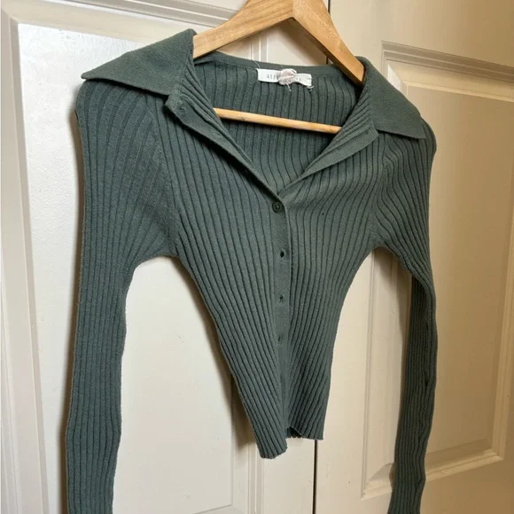 button up sweater top - Picture 2 of 3